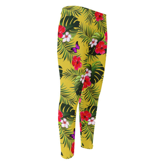 Tropical Exotic Hawaiian Pattern Print Men's Compression Pants