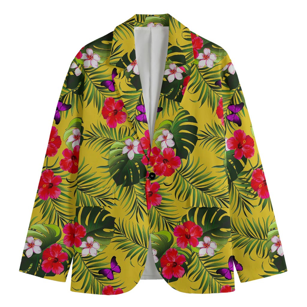 Tropical Exotic Hawaiian Pattern Print Men's Cotton Blazer
