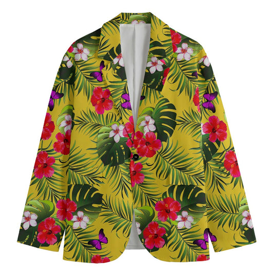 Tropical Exotic Hawaiian Pattern Print Men's Cotton Blazer