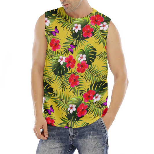 Tropical Exotic Hawaiian Pattern Print Men's Fitness Tank Top