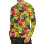 Tropical Exotic Hawaiian Pattern Print Men's Long Sleeve Rash Guard