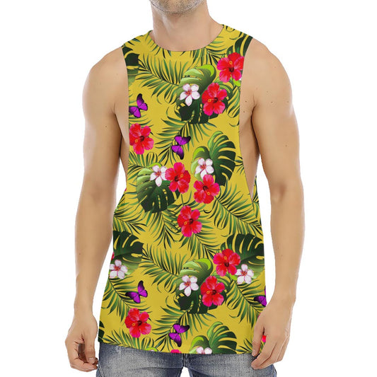 Tropical Exotic Hawaiian Pattern Print Men's Muscle Tank Top