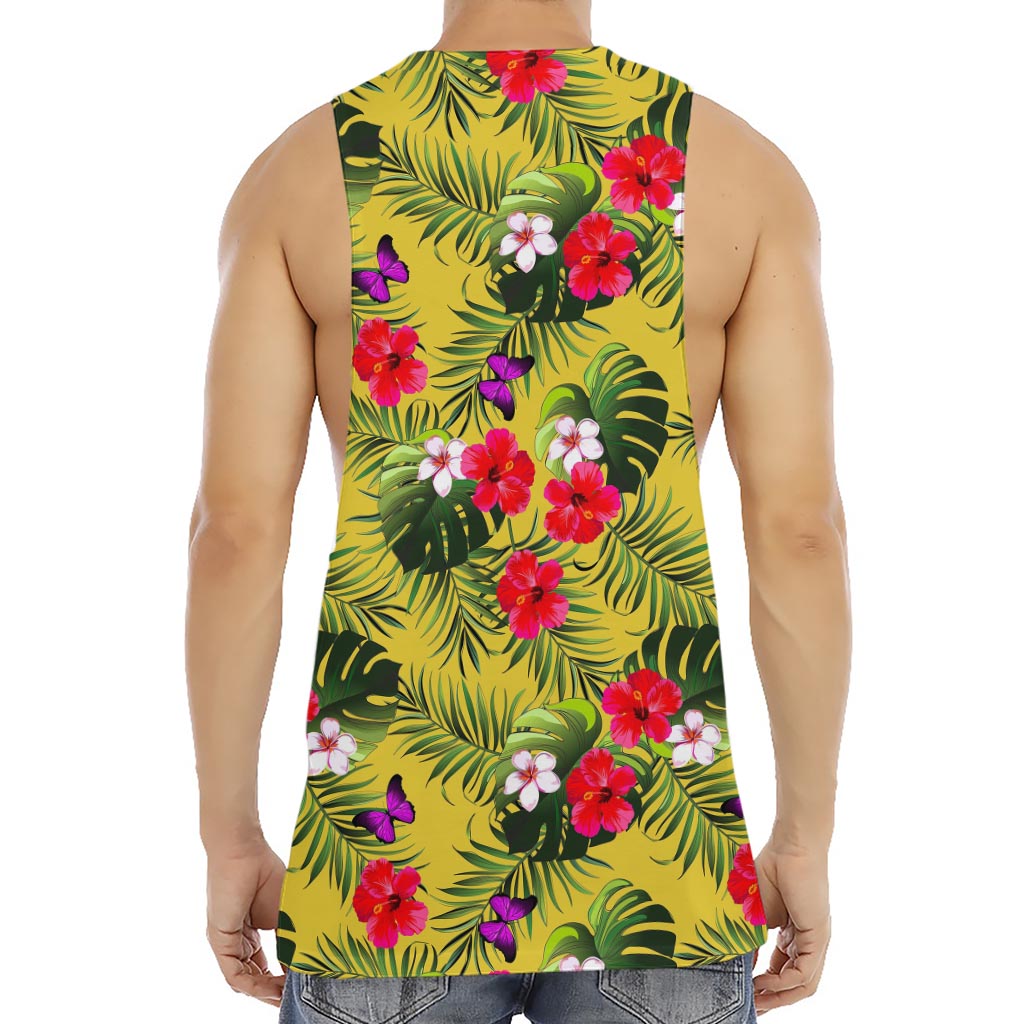 Tropical Exotic Hawaiian Pattern Print Men's Muscle Tank Top