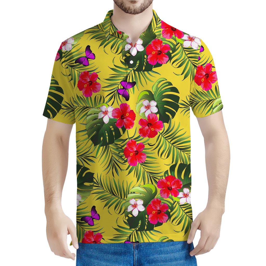 Tropical Exotic Hawaiian Pattern Print Men's Polo Shirt