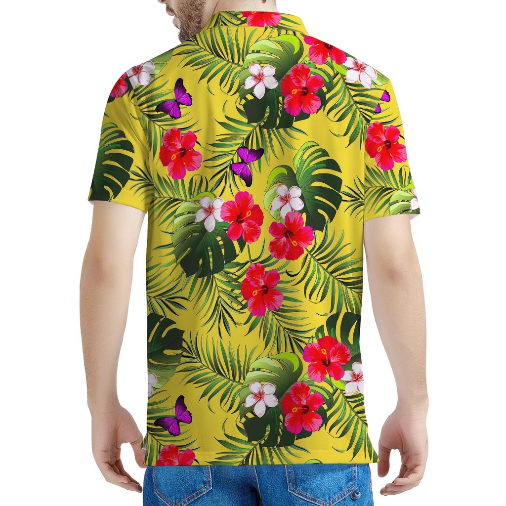 Tropical Exotic Hawaiian Pattern Print Men's Polo Shirt