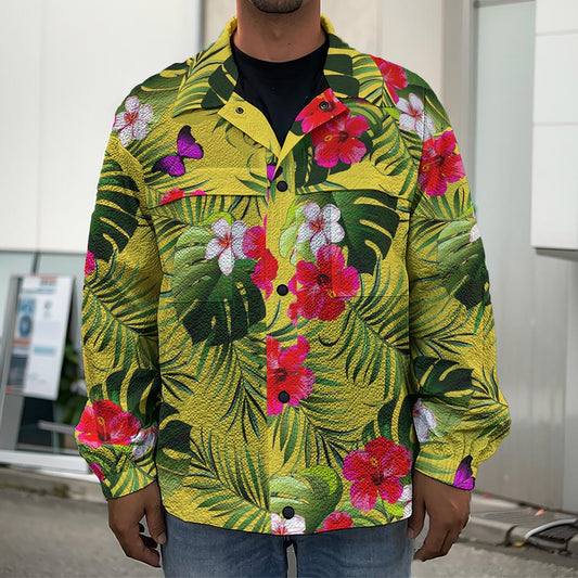 Tropical Exotic Hawaiian Pattern Print Men's Shirt Jacket