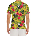 Tropical Exotic Hawaiian Pattern Print Men's Short Sleeve Rash Guard