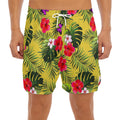 Tropical Exotic Hawaiian Pattern Print Men's Split Running Shorts