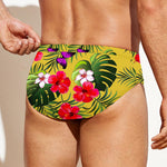 Tropical Exotic Hawaiian Pattern Print Men's Swim Briefs