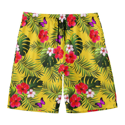 Tropical Exotic Hawaiian Pattern Print Men's Swim Trunks
