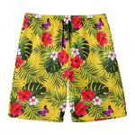 Tropical Exotic Hawaiian Pattern Print Men's Swim Trunks