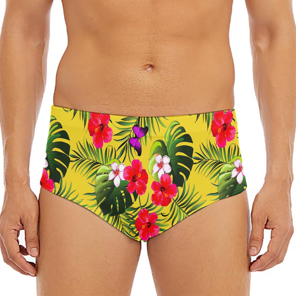 Tropical Exotic Hawaiian Pattern Print Men's Triangle Swim Briefs