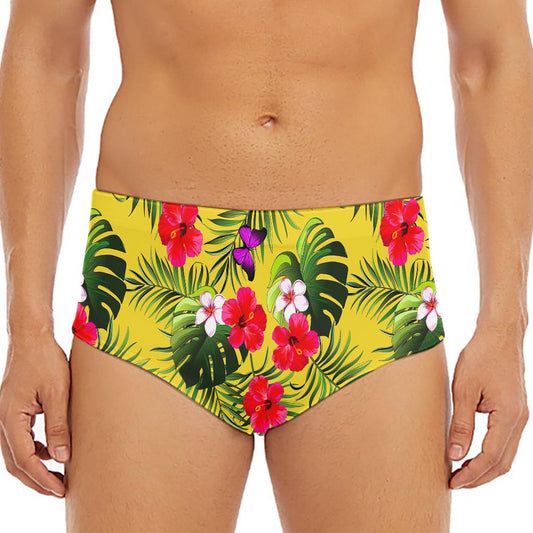 Tropical Exotic Hawaiian Pattern Print Men's Triangle Swim Briefs