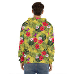 Tropical Exotic Hawaiian Pattern Print Men's Velvet Pullover Hoodie