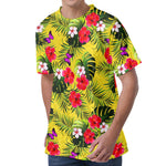 Tropical Exotic Hawaiian Pattern Print Men's Velvet T-Shirt