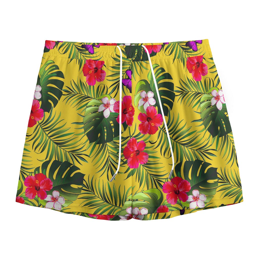 Tropical Exotic Hawaiian Pattern Print Mesh Shorts
