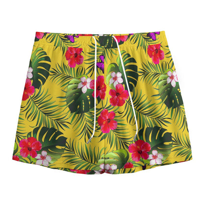 Tropical Exotic Hawaiian Pattern Print Mesh Shorts