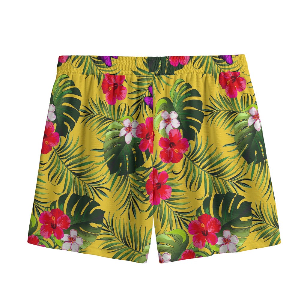 Tropical Exotic Hawaiian Pattern Print Mesh Shorts