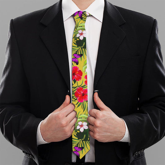 Tropical Exotic Hawaiian Pattern Print Necktie