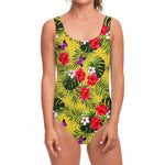 Tropical Exotic Hawaiian Pattern Print One Piece Swimsuit