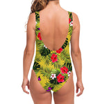 Tropical Exotic Hawaiian Pattern Print One Piece Swimsuit