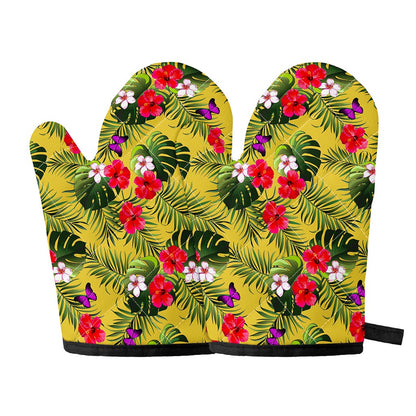 Tropical Exotic Hawaiian Pattern Print Oven Mitts