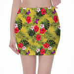 Tropical Exotic Hawaiian Pattern Print Pencil Mini Skirt