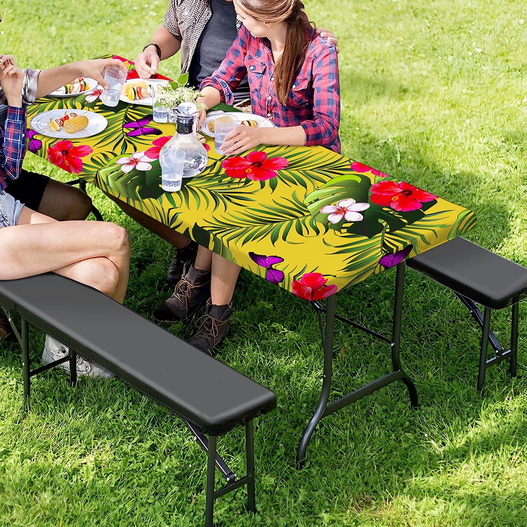 Tropical Exotic Hawaiian Pattern Print Picnic Table Cover