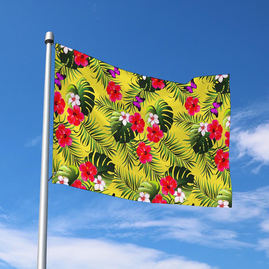 Tropical Exotic Hawaiian Pattern Print Polyester Flag