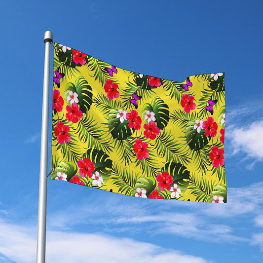 Tropical Exotic Hawaiian Pattern Print Polyester Flag
