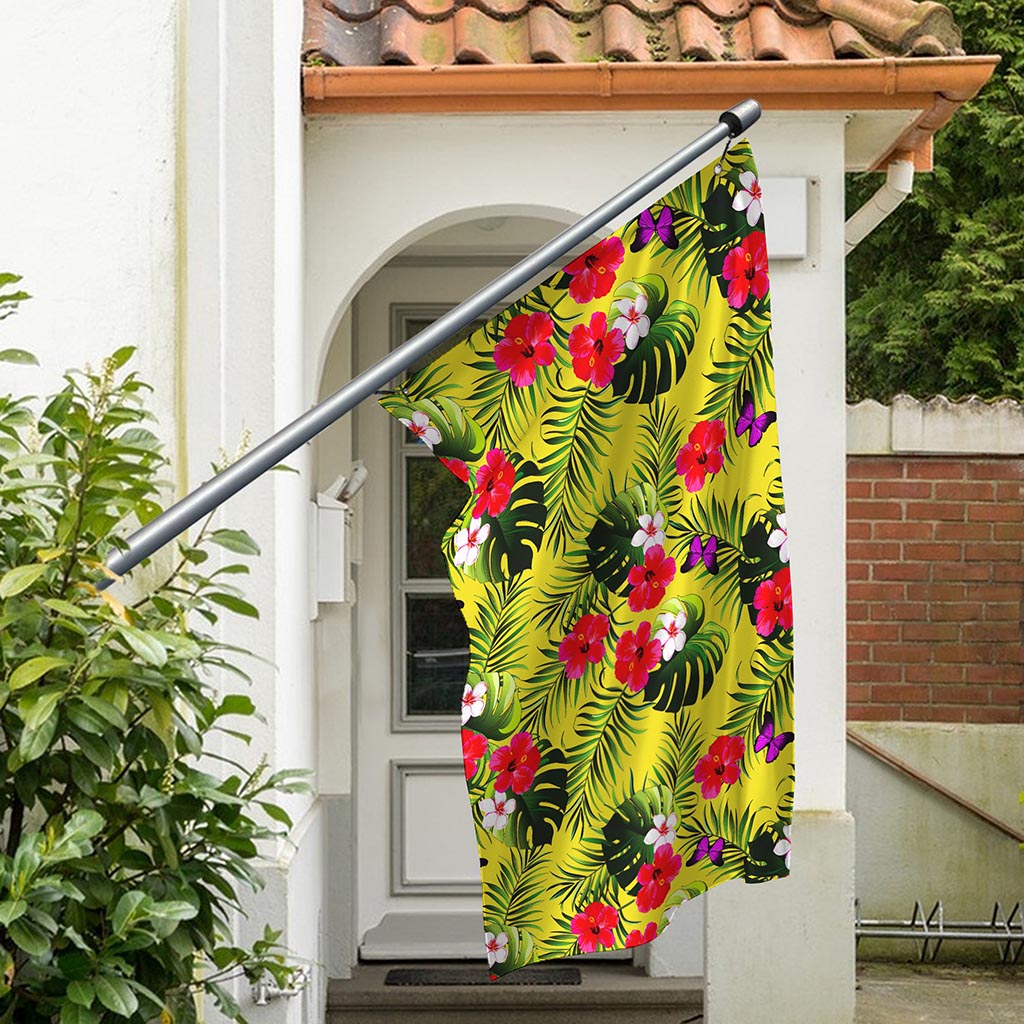 Tropical Exotic Hawaiian Pattern Print Polyester Flag