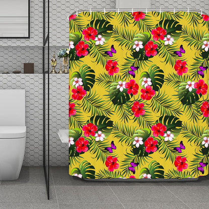 Tropical Exotic Hawaiian Pattern Print Polyester Shower Curtain