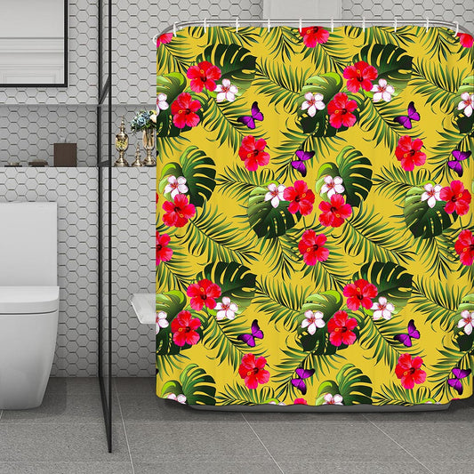Tropical Exotic Hawaiian Pattern Print Polyester Shower Curtain