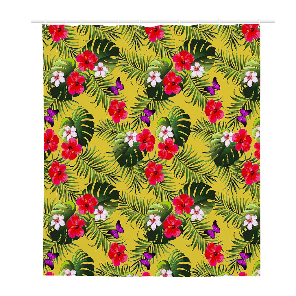 Tropical Exotic Hawaiian Pattern Print Polyester Shower Curtain