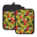 Tropical Exotic Hawaiian Pattern Print Pot Holders With Pocket