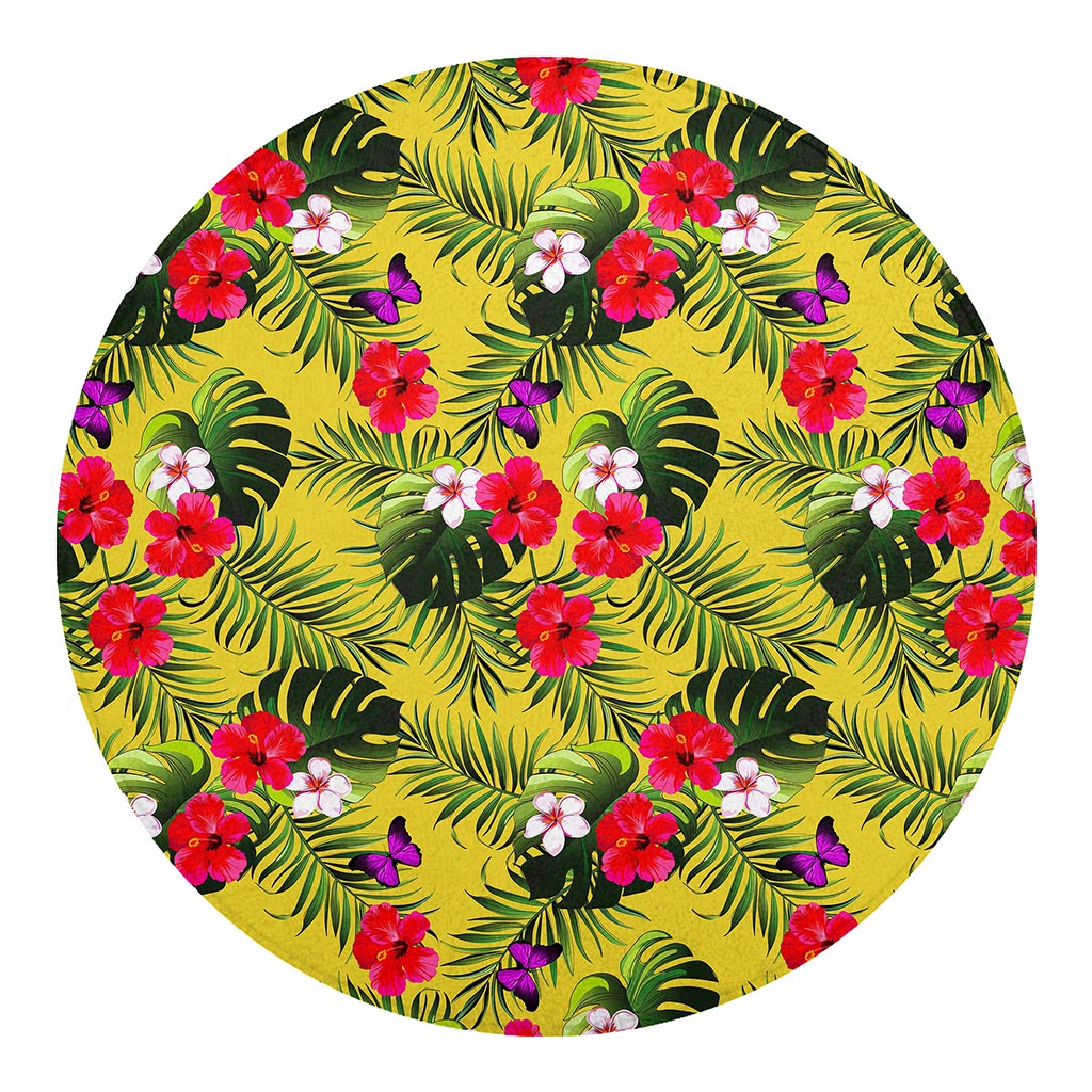 Tropical Exotic Hawaiian Pattern Print Round Blanket