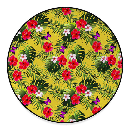 Tropical Exotic Hawaiian Pattern Print Round Floor Mat