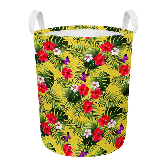 Tropical Exotic Hawaiian Pattern Print Round Laundry Basket