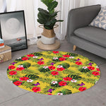 Tropical Exotic Hawaiian Pattern Print Round Rug