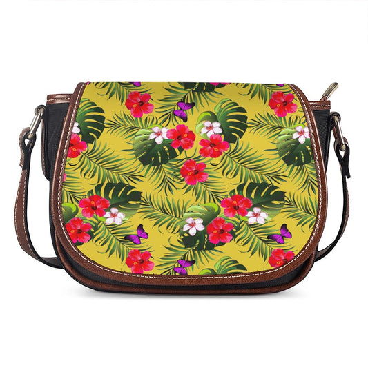 Tropical Exotic Hawaiian Pattern Print Saddle Bag