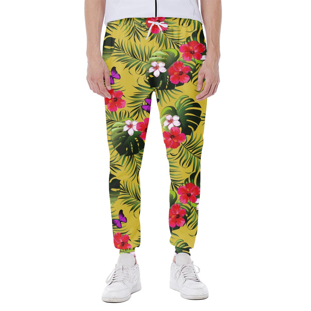 Tropical Exotic Hawaiian Pattern Print Scuba Joggers