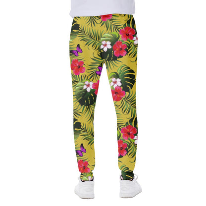 Tropical Exotic Hawaiian Pattern Print Scuba Joggers