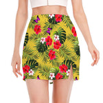 Tropical Exotic Hawaiian Pattern Print Side Slit Mini Skirt