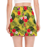 Tropical Exotic Hawaiian Pattern Print Side Slit Mini Skirt