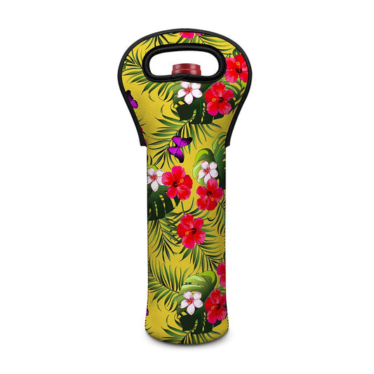 Tropical Exotic Hawaiian Pattern Print Single Neoprene Wine Tote