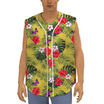Tropical Exotic Hawaiian Pattern Print Sleeveless Baseball Jersey