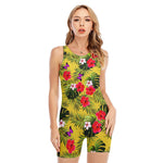 Tropical Exotic Hawaiian Pattern Print Sleeveless One Piece Swimsuit