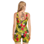 Tropical Exotic Hawaiian Pattern Print Sleeveless One Piece Swimsuit