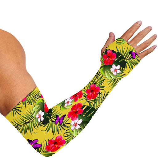 Tropical Exotic Hawaiian Pattern Print Sun Protection Arm Sleeves