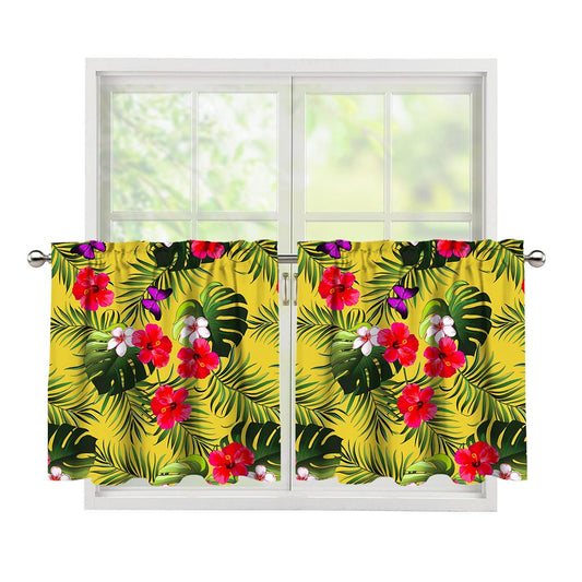 Tropical Exotic Hawaiian Pattern Print Tier Curtains